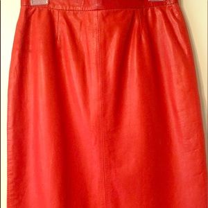 Orange Leather Skirt, made and bought in Ecuador